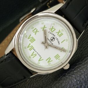 Vintage 1978 Favre Leuba Manual Mens Silver Watch W/Leather Strap
